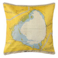 Lake Okeechobee, FL, C. 1958 Vintage Nautical Chart Pillow