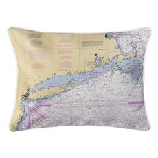 Long Island Sound, NY to Cape Cod, MA Nautical Chart Pillow