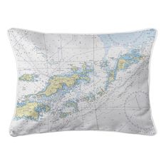 Tortola, Virgin Gorda, BVI Nautical Chart Lumbar Coastal Pillow