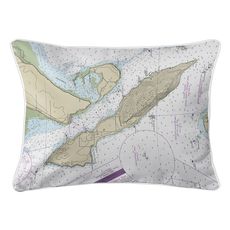 Lummi Island, WA Nautical Chart Lumbar Coastal Pillow