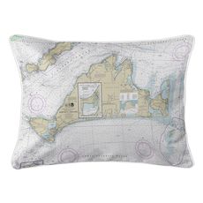 Martha's Vineyard, MA Nautical Chart Lumbar Coastal Pillow