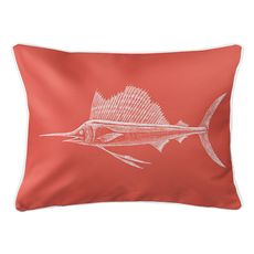 Sailfish Coral Lumbar Coastal Pillow