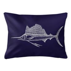 Sailfish Navy Lumbar Coastal Pillow