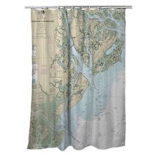 St. Helena Sound, SC to Savannah River, GA Nautical Chart Shower Curtain