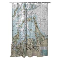 North Weymouth, Hingham, Hull, MA Nautical Chart Shower Curtain