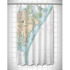 Nc: Portsmouth Island To Beaufort, Nc Nautical Chart Shower Curtain
