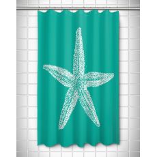 Vintage Starfish Shower Curtain - White On Aqua