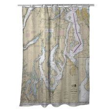 Puget Sound Southern, WA Nautical Chart Shower Curtain