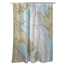 Tiburon Peninsula, Angel Island, CA Nautical Chart Shower Curtain