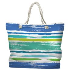 Coastal Lines Tote Bag with Nautical Rope Handles