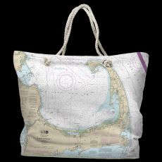 MA: Cape Cod, MA Water-Repellent Nautical Chart Tote Bag