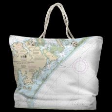NC: Portsmouth Island to Beaufort, NC Water-Repellent Nautical Chart Tote Bag