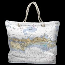 FL: Vaca Key Marathon, FL Water-Repellent Nautical Chart Tote Bag