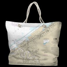 OH: Cleveland Harbor, OH Water-Repellent Nautical Chart Tote Bag