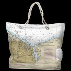 NY: Rochester, NY Water-Repellent Nautical Chart Tote Bag