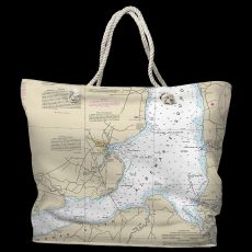 NC: Edenton, NC Water-Repellent Nautical Chart Tote Bag