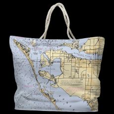 FL: Bradenton, FL Water-Repellent Nautical Chart Tote Bag