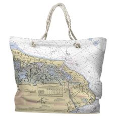 NJ: Cape May, NJ Water-Repellent Nautical Chart Tote Bag