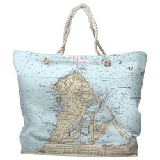OH: Catawba Island, OH Water-Repellent Nautical Chart Tote Bag