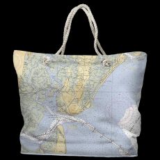 GA: Saint Simons Island, GA Water-Repellent Nautical Chart Tote Bag