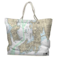 RI: Newport, RI Water-Repellent Nautical Chart Tote Bag