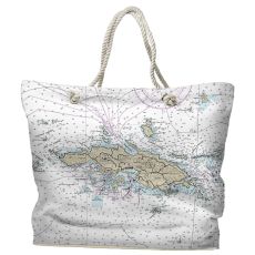 USVI: St. Thomas, USVI Water-Repellent Nautical Chart Tote Bag