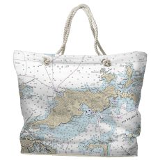 BVI: Tortola, BVI Water-Repellent Nautical Chart Tote Bag