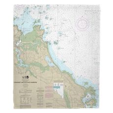Cohasset and Scituate Harbors, MA Nautical Chart Fleece Throw Blanket