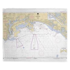 San Pedro Bay, CA Nautical Chart Fleece Throw Blanket