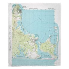 Edgartown, MA (1972) Topo Map Fleece Throw Blanket
