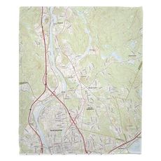 Manchester North, South Hooksett, NH Topo Map Fleece Throw Blanket