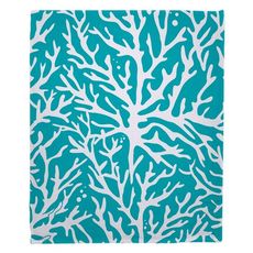 Coral Light Turquoise Fleece Throw Blanket
