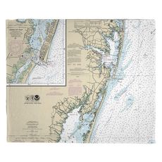 Ocean City, MD Nautical Chart Fleece Throw Blanket