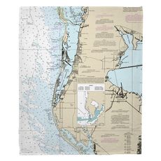 Clearwater, FL Nautical Chart Fleece Throw Blanket