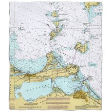 Oh: Port Clinton, Sandusky, Oh Nautical Chart Fleece Throw Blanket