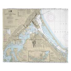 Duluth, MN & Superior, WI Nautical Chart Fleece Throw Blanket