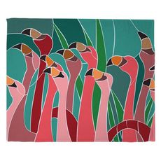 Flamingo Walk Fleece Throw Blanket