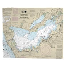Muskegon, MI Nautical Chart Fleece Throw Blanket