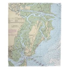 St. Simons Island & Sea Island, GA Nautical Chart Fleece Throw Blanket