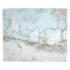 Key Largo, FL (Close Up) Nautical Chart Fleece Throw Blanket