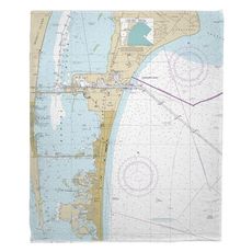 Cape Canaveral, Cocoa Beach, FL Nautical Chart Fleece Throw Blanket