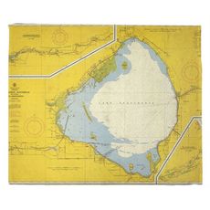 Lake Okeechobee, FL C. 1958 Vintage Nautical Chart Fleece Throw Blanket