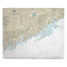 North Shore of Long Island Sound, Stamford, Norwalk, CT Nautical Chart Fleece Throw Blanket