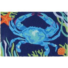 Deep Blue Crab Indoor/Outdoor Rug, 20" X 30"