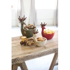 Ceramic Deer Bowls - One Each Color Set of 3