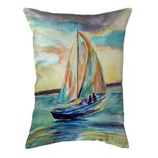 Teal Sailboat Small Noncorded Pillow 11x14