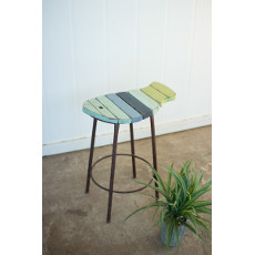 Painted Wood And Metal Fish Counter Stool