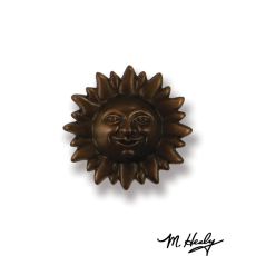 Smiling Sunface Doorbell Ringer, Oiled Bronze