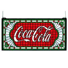 25" W X 12" H Coca-Cola Victorian Web Stained Glass Window