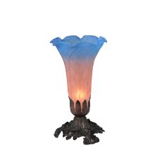 8" H Pink/Blue Pond Lily Accent Lamp